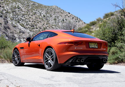 A three-quarter rear view of the Jaguar F-TYPE R